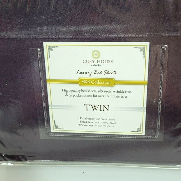 Cosy House 1500 Series Purple TWIN Sheet Set Hypoallergenic Anti-Microbial - Picture 2 of 4